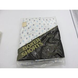 Vintage Stone Boxer Shorts Mens M White 3 Pack Kodel Polyester Cotton USA Print